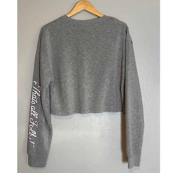 Bugs Bunny Cropped Sweatshirt Womens Medium Soft Comfy Graphic Print Gray Grey - Picture 2 of 7